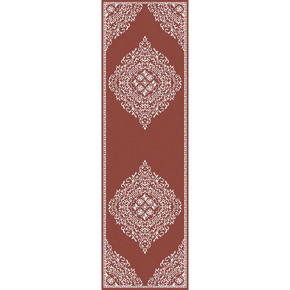 Dynamic Rugs 3302-301 Hera 2.3 Ft. X 7.7 Ft. Finished Runner Rug in Brick/Ivory 
